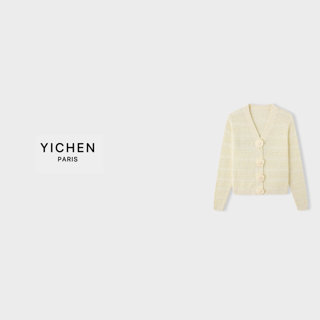 YC 手工坊系列花朵装饰亚麻针织外套-6436