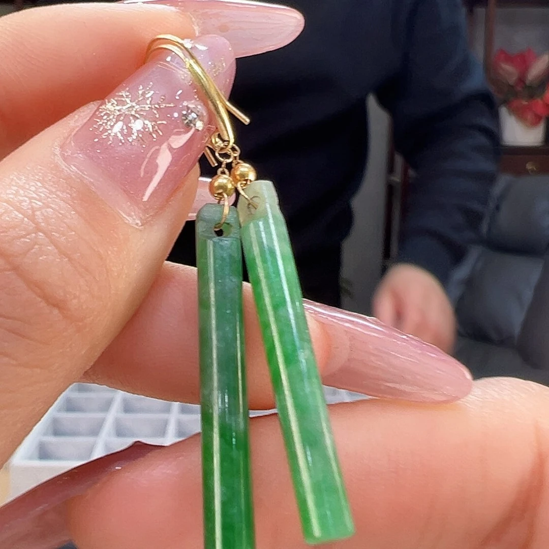 翡翠耳饰18K金镶嵌耳环48