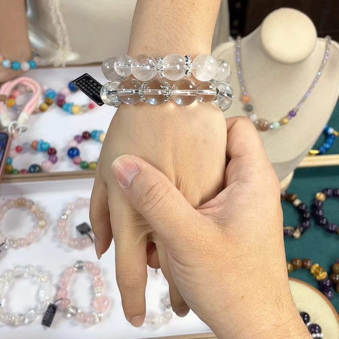 水晶手链银S925镀金镶嵌