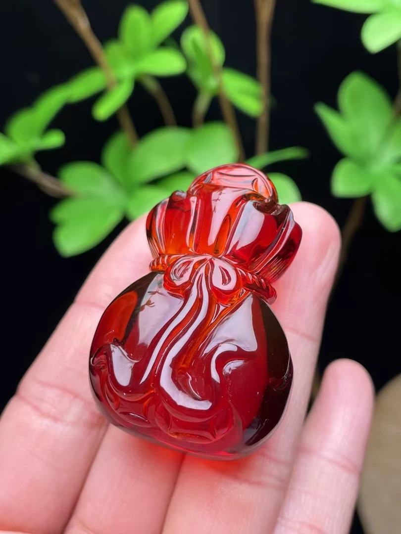血珀钱袋寓意着代代有钱，干放不起风化纹，重17.5克xl+【春日珠宝】
