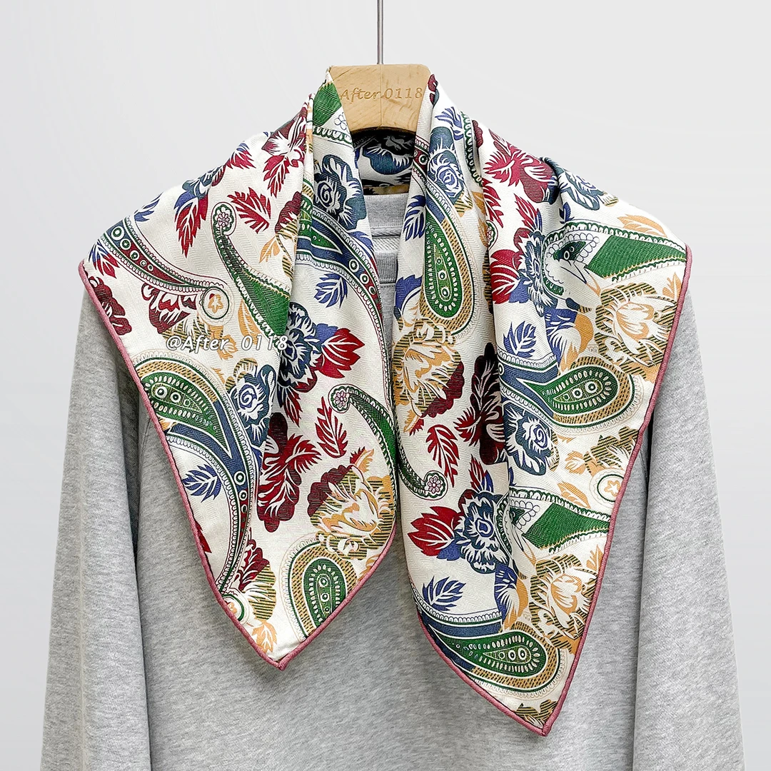 After【彩绘窗花】文艺童趣复古桑蚕丝真丝绵羊毛中方巾围巾丝巾