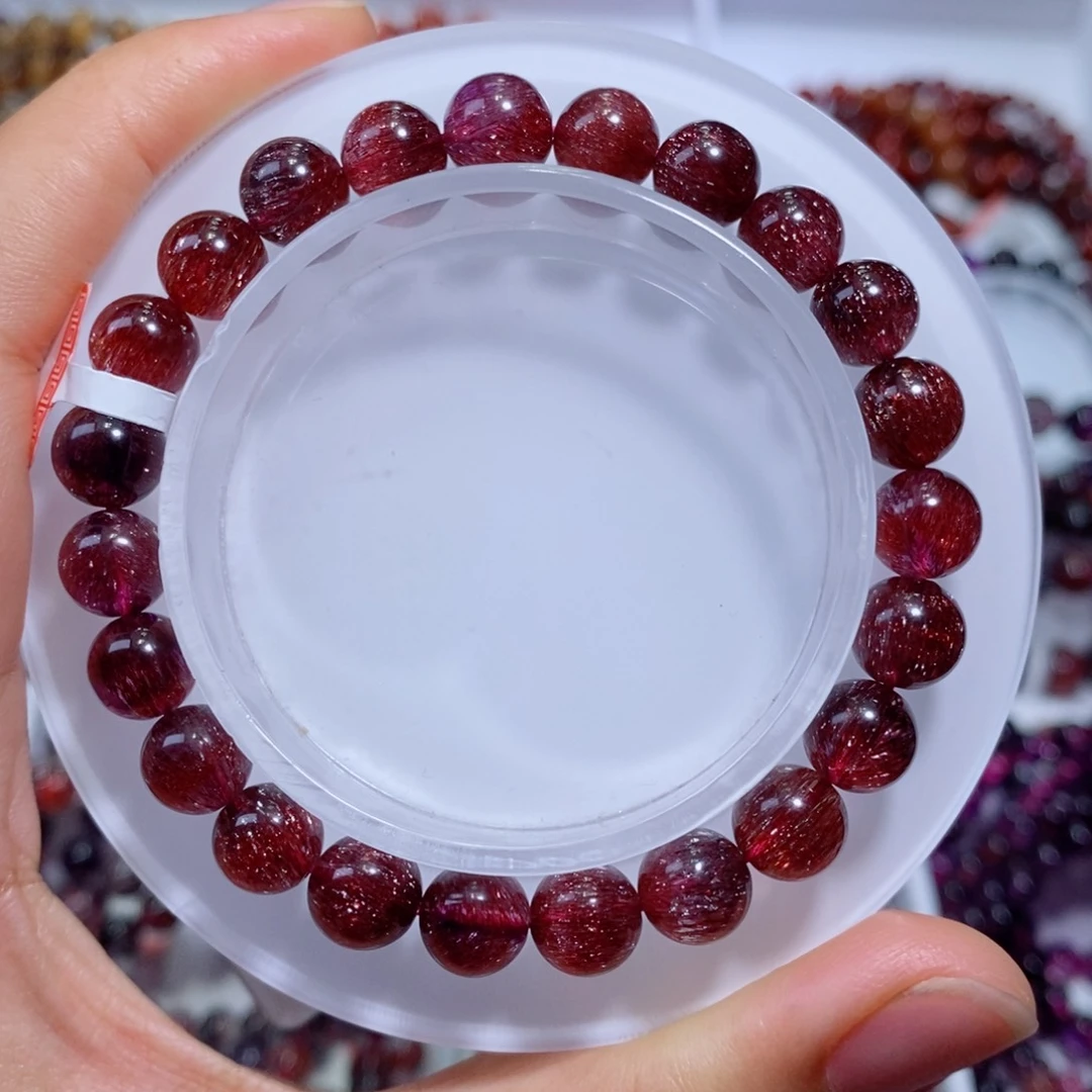 水晶手链未镶嵌黑加仑车厘子红超