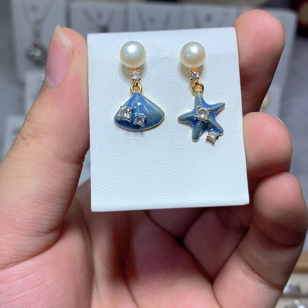 银S925镶嵌耳饰淡水珍珠