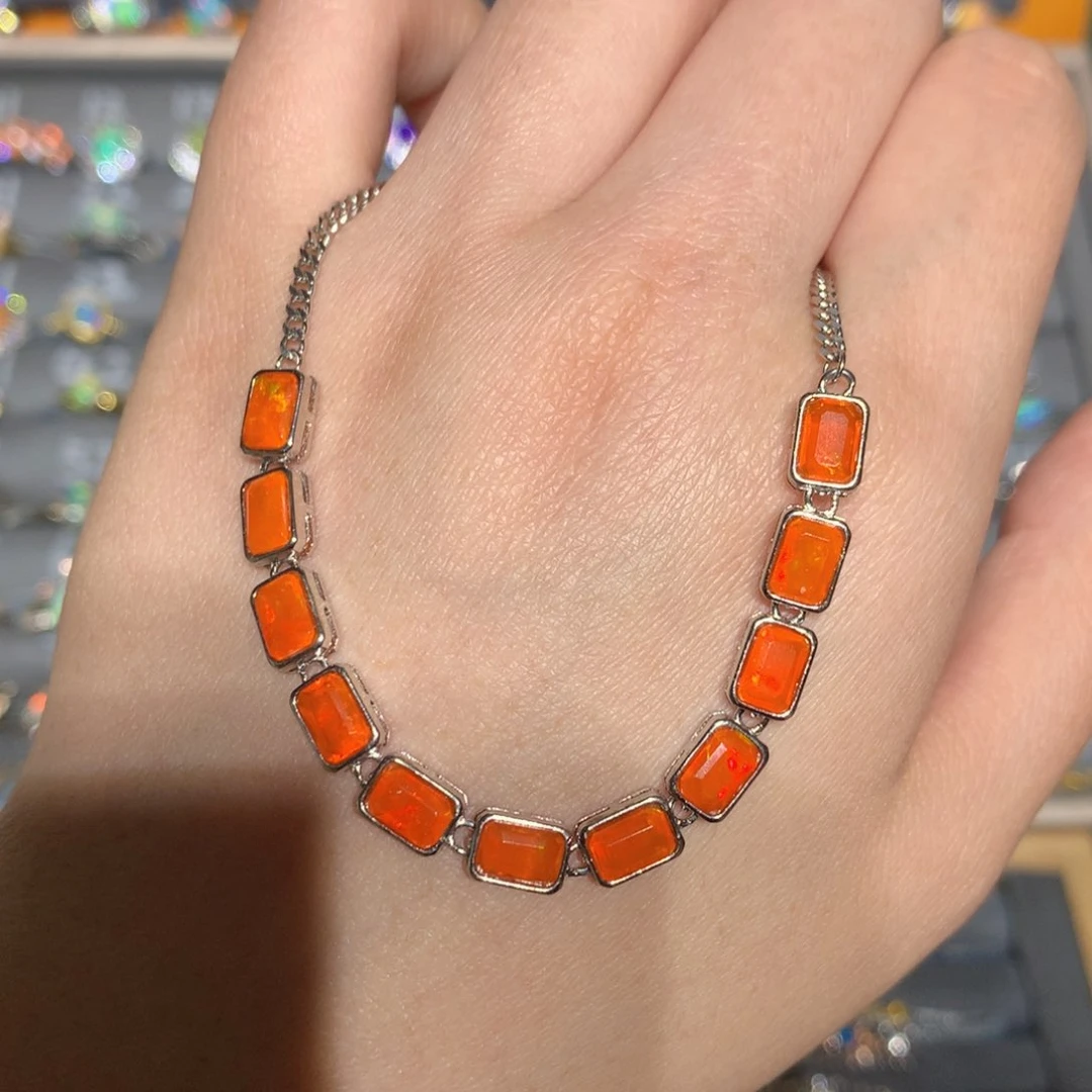 银S925镶嵌欧泊欧泊手链y