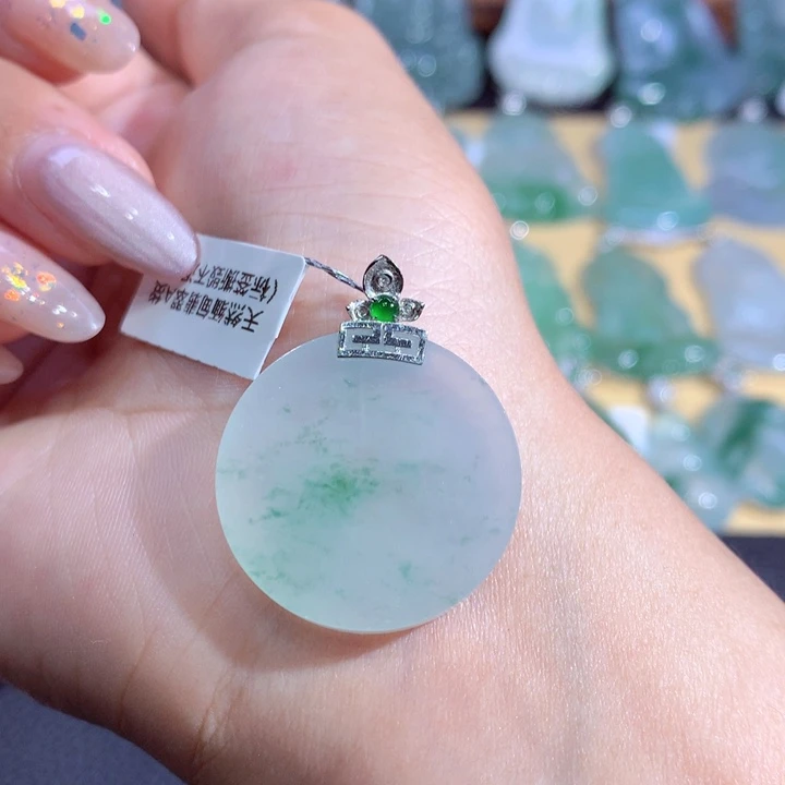 翡翠18K金镶嵌吊坠(不含链)翡翠