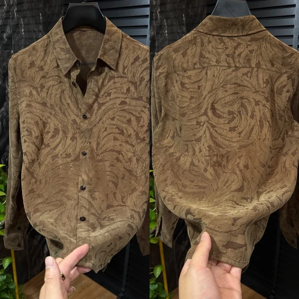 88180男士秋季长袖衬衫时尚国风百搭黑色青春潮流时尚穿搭