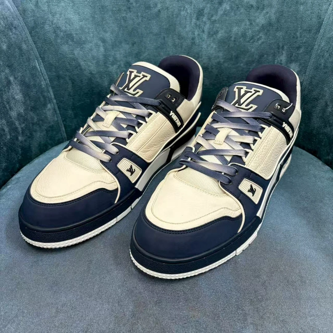 99新 LouisVuitton/路易威登 摩卡海军蓝配色trainer奢鞋
