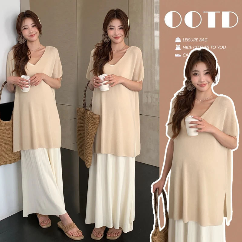 时髦舒适孕妇装夏装新款潮款宽松大码上衣高级感气质显瘦连衣裙