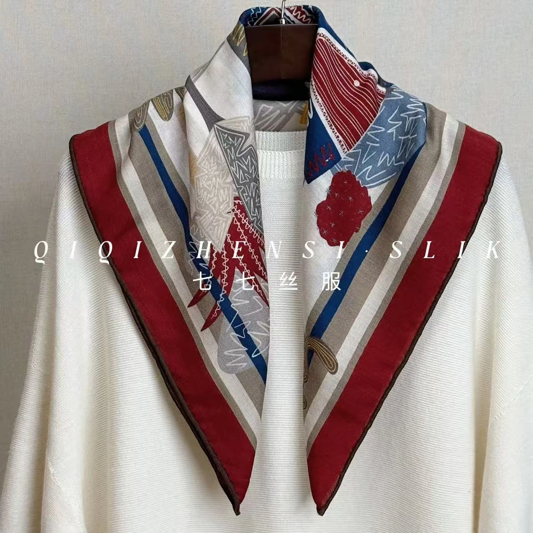 【棕榈树】丝羊毛小方巾服饰配件漂亮洋气围巾披肩65cm