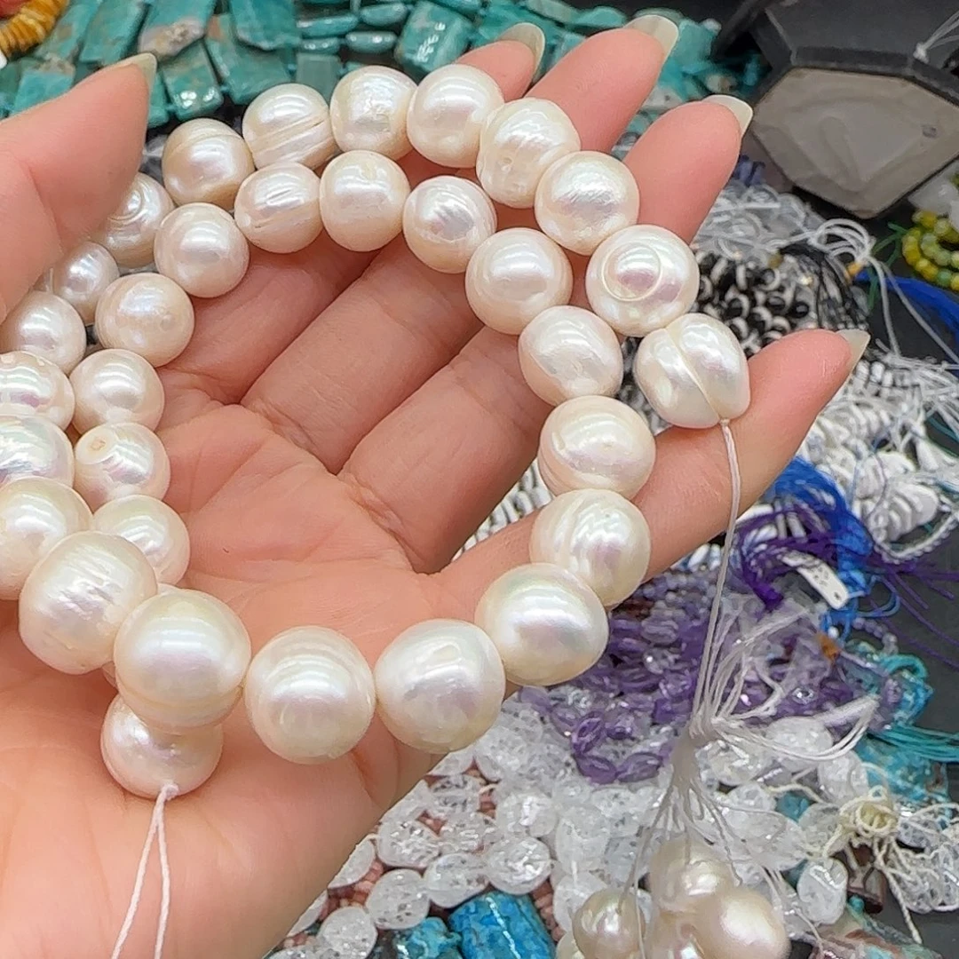 合金玛瑙/玉髓珠宝半成品老珍珠12mm一条