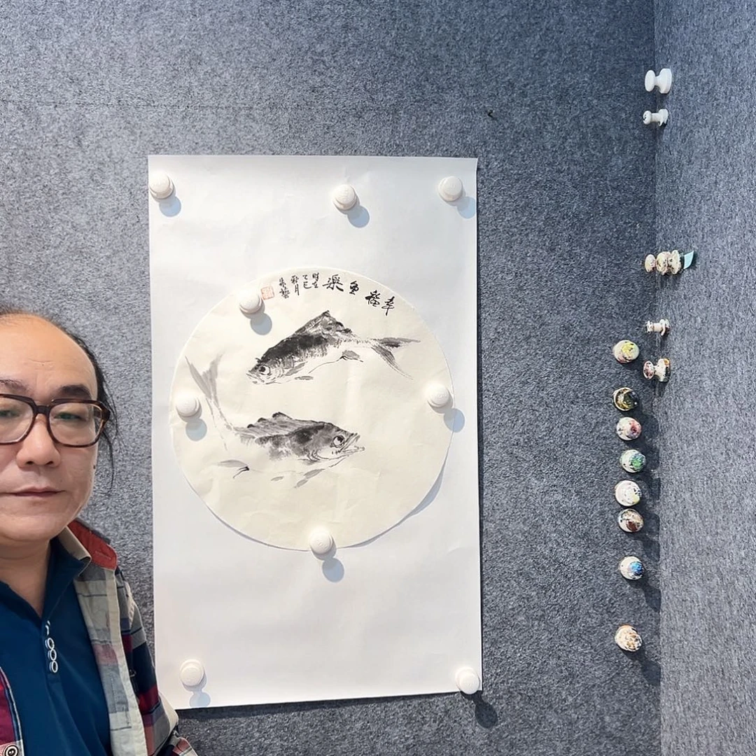国画知鱼之乐纯手绘画