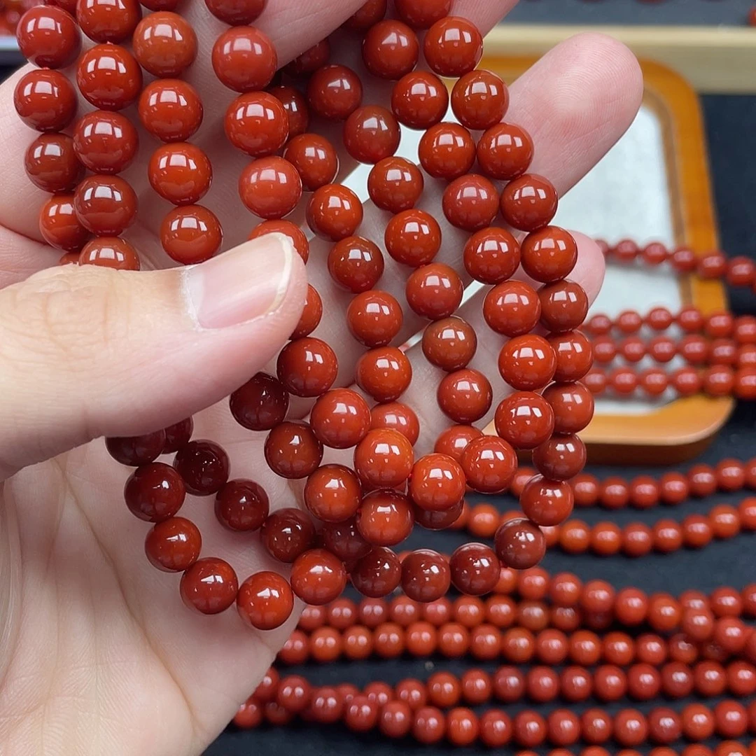 南红玛瑙2号瓦西牛血红卡8长链未镶嵌