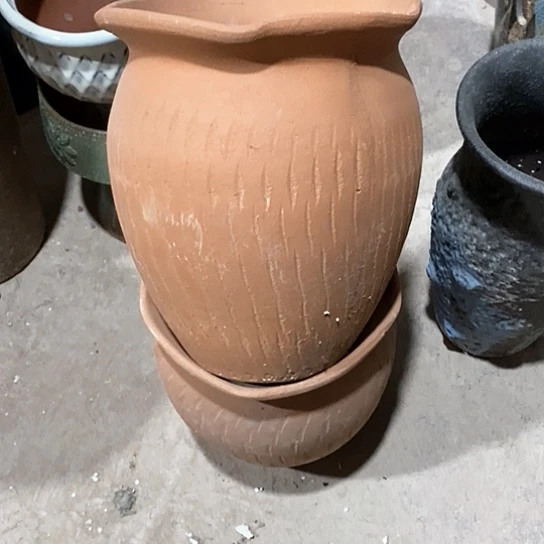 紫砂花盆口17高度21红陶瑕疵