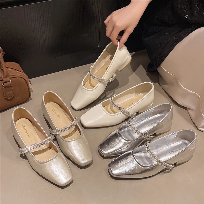 单鞋法式玛丽珍鞋粗跟高跟方头跟鞋女鞋气质百搭夏季复古春季温柔