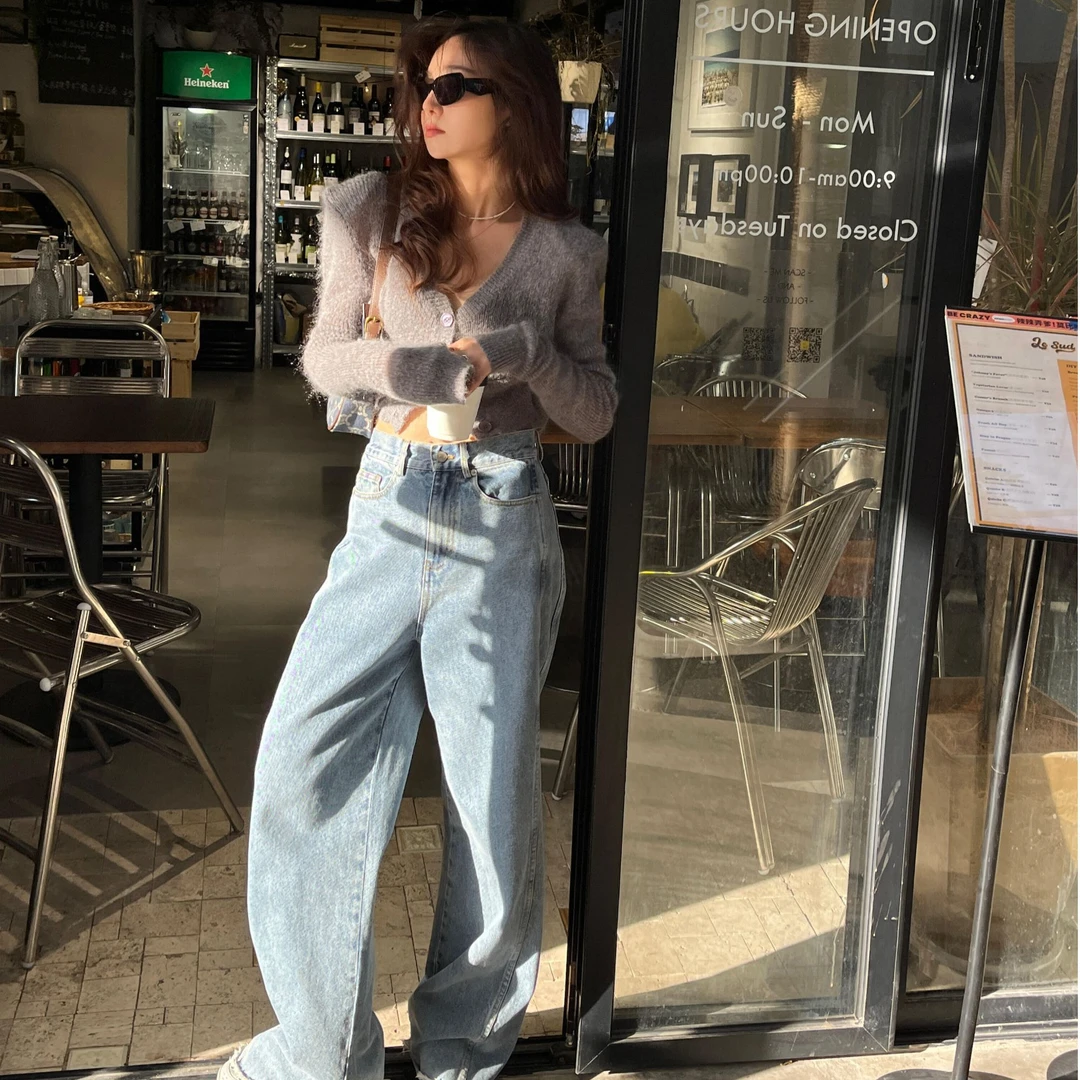 秋冬新款V领长袖针织开衫韩系气质时尚设计感百搭减龄显瘦女上衣