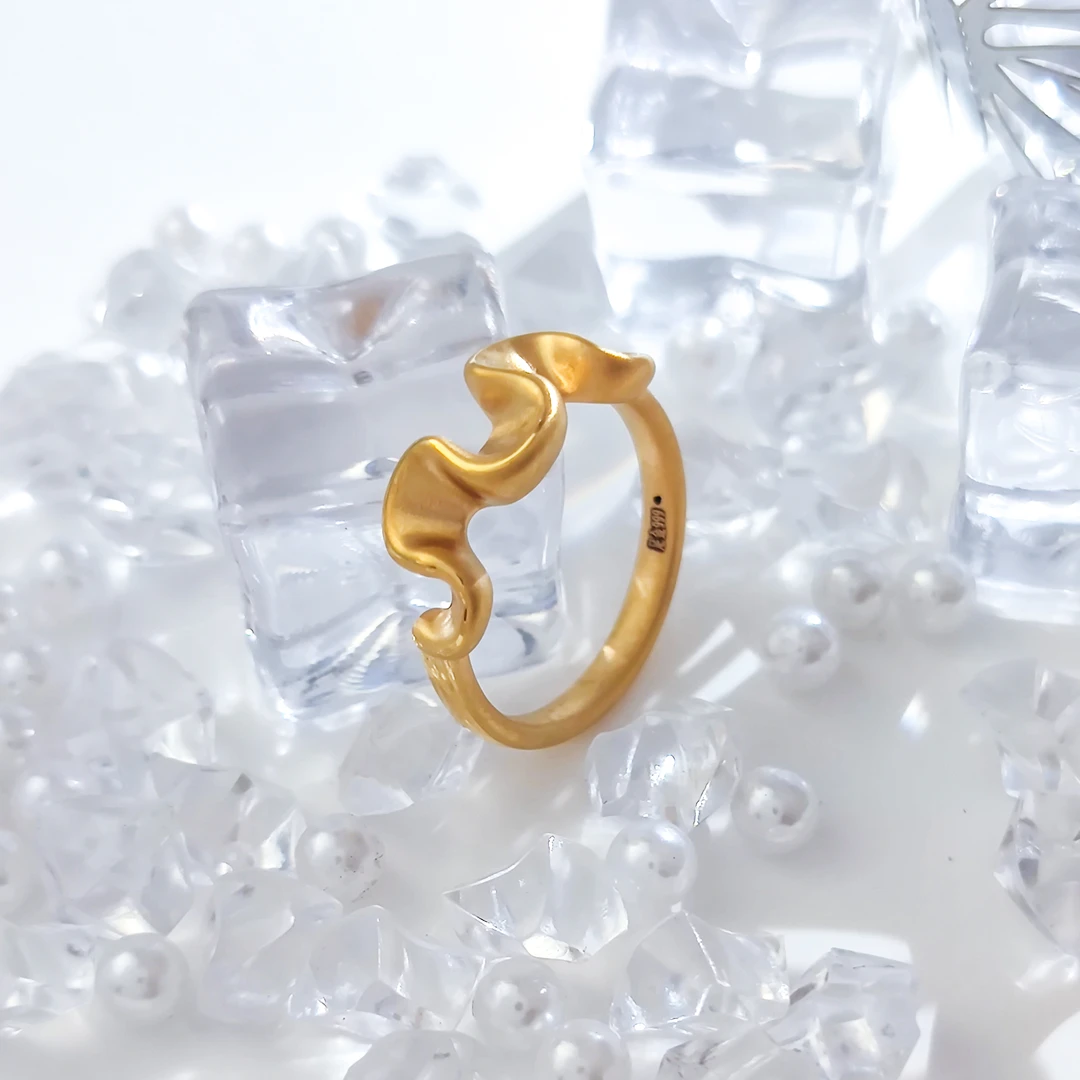 【飘飘严选】足金999 浪花戒指1.99 14#