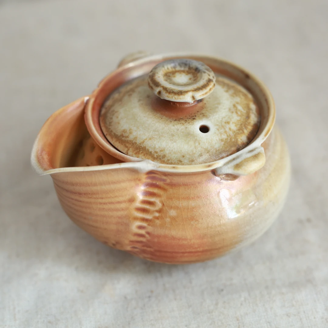 柴烧宝瓶壶 手工制作茶壶