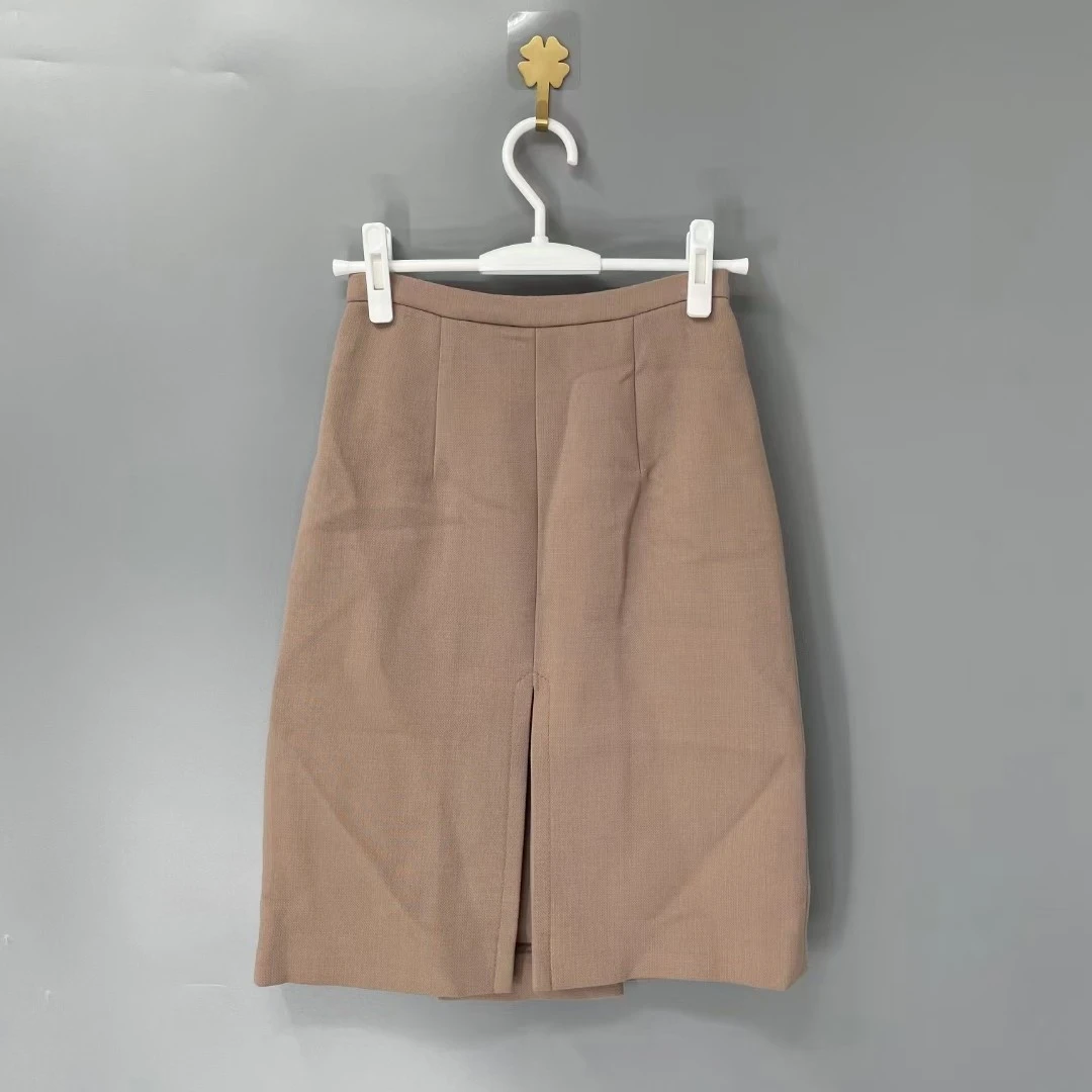 95新 MIU MIU/缪缪 粉色羊毛长裙/38码/9330596