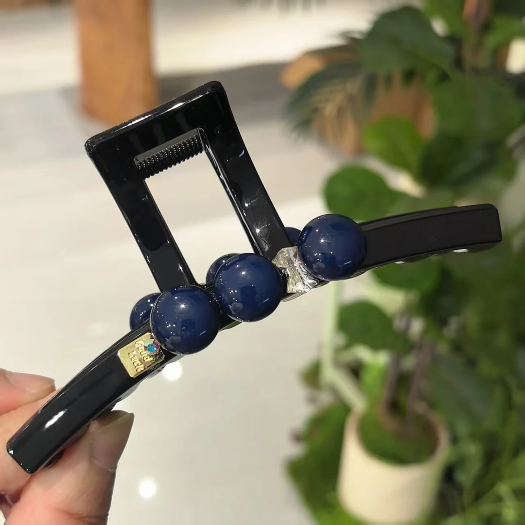 韩系精致蓝色糖豆十三公分工型抓夹4904