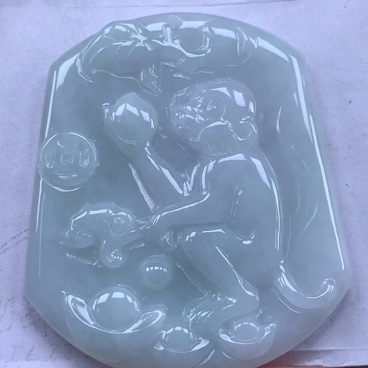 颈饰未镶嵌翡翠生肖猴牌吊坠