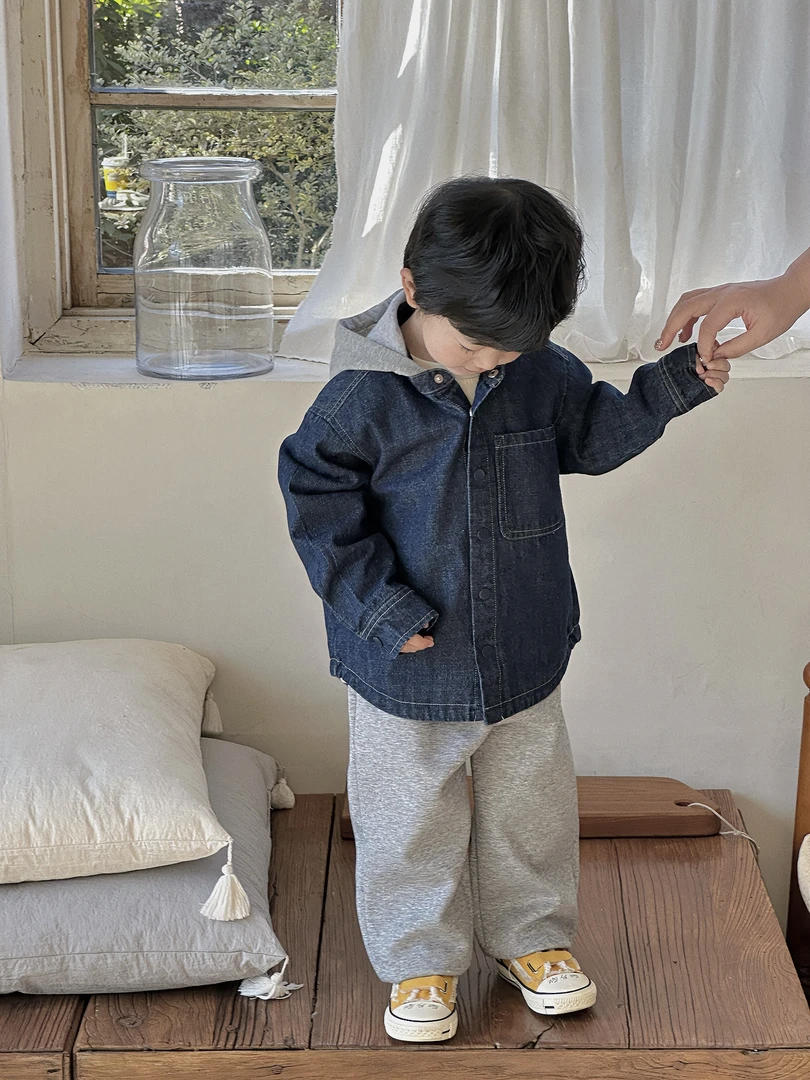 现货2025春【连帽牛仔外套】手工擦砂~街头日系活性百搭外套CU25006