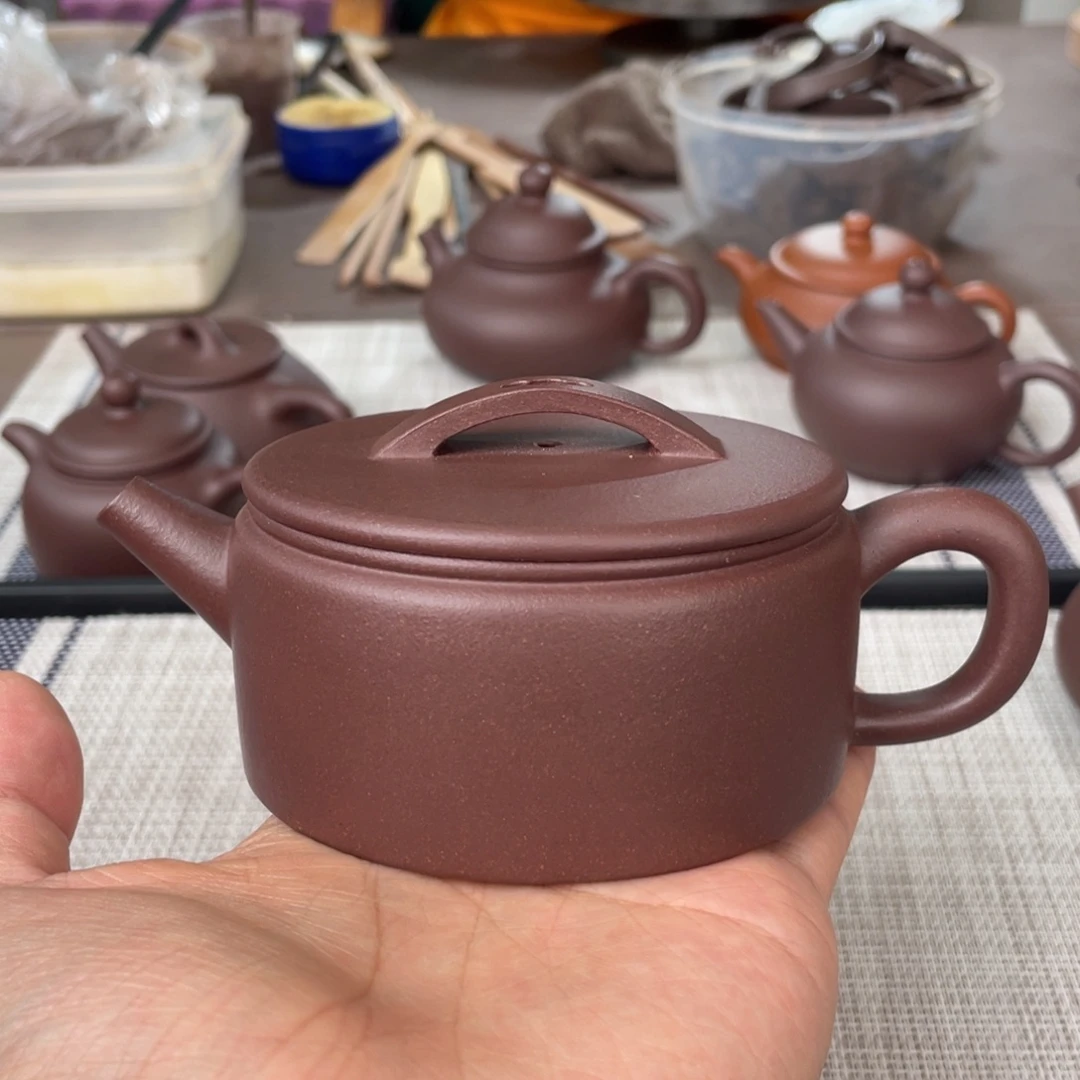 茶壶紫砂半手工老紫泥汉瓦壶190cc