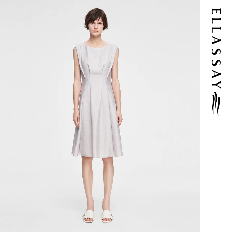 ELLASSAY歌力思夏季新款定位捏褶舒适优雅连衣裙女EWE352Y03600