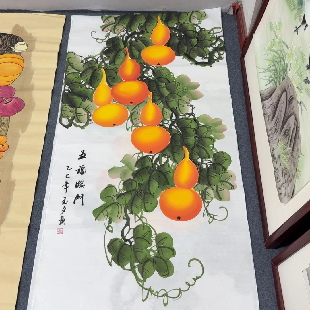 国画四尺尺寸70X140纯手绘作品