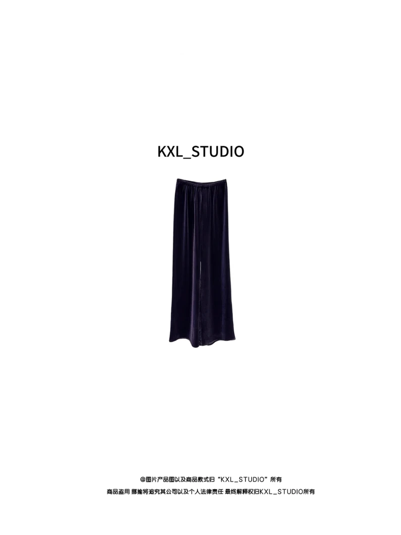KXL-STUDIO【KELE专属】贵妇挚爱云朵丝绒阔腿裤8942（紫色）