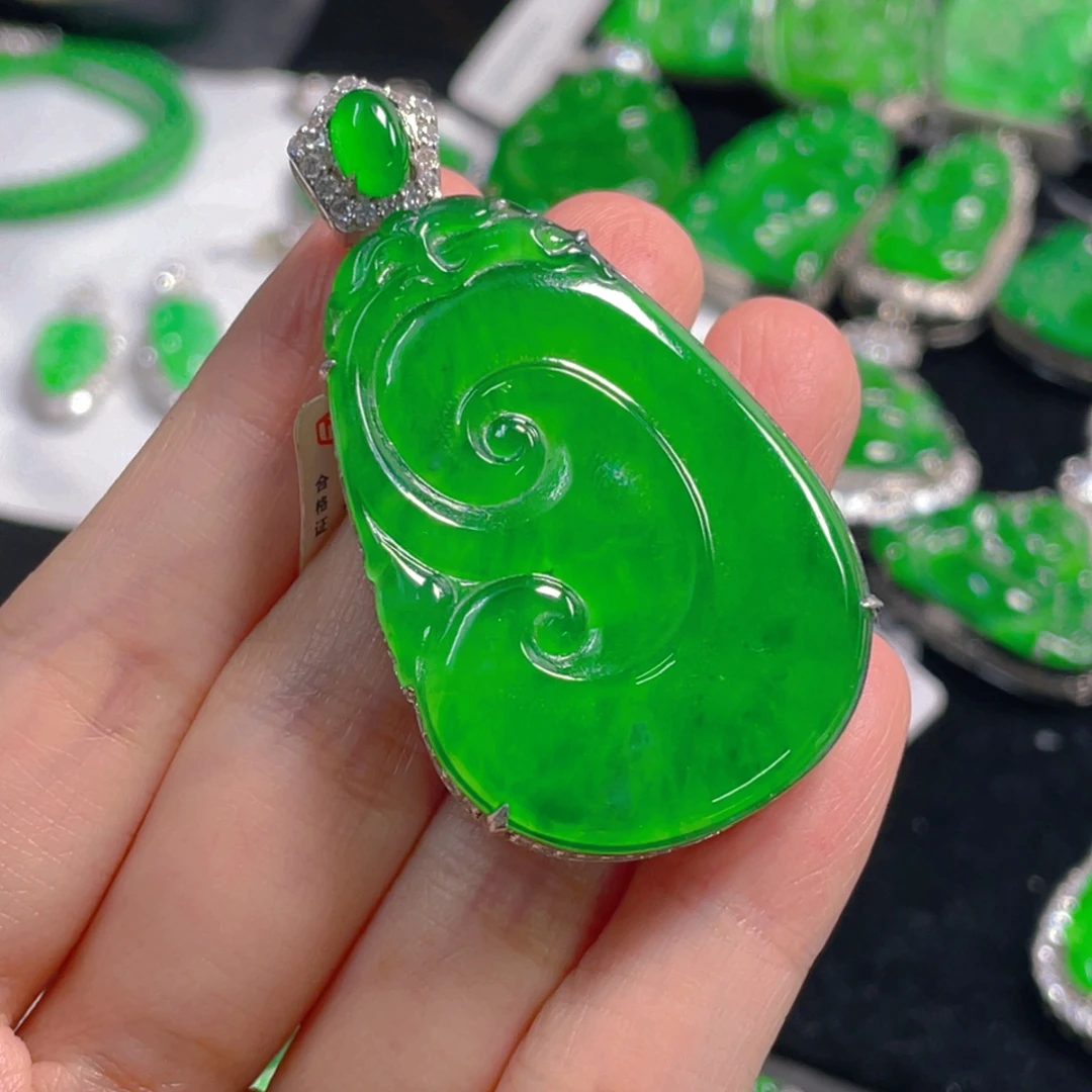 翡翠银S925镶嵌吊坠(不含链)
