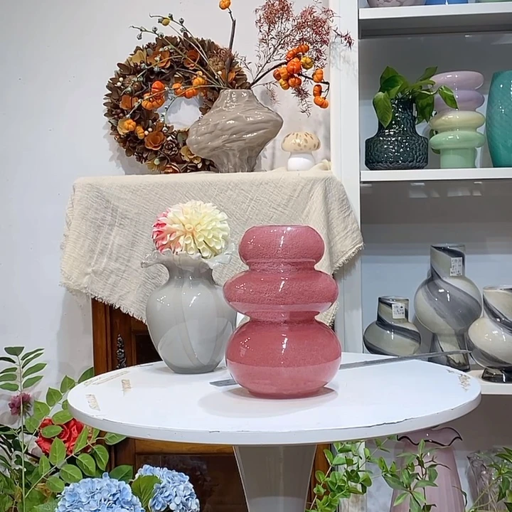 原色口5高20玻璃花瓶