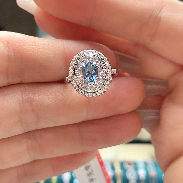 海蓝宝石戒圈银S925镶嵌