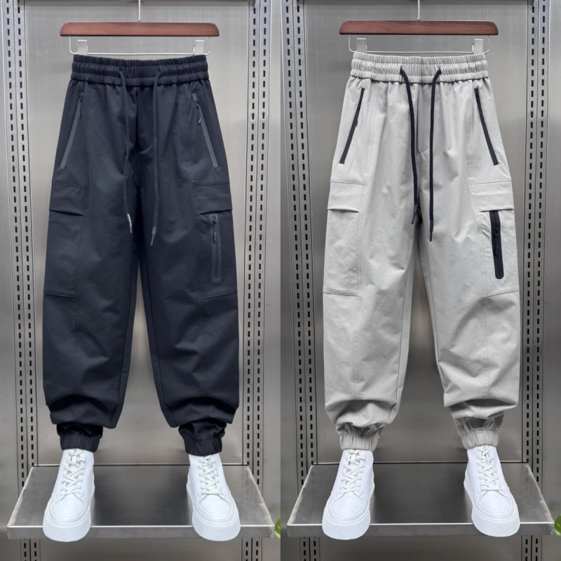 2025秋季新款日系潮牌拉链款束脚工装裤男士宽松痞帅休闲哈伦裤子