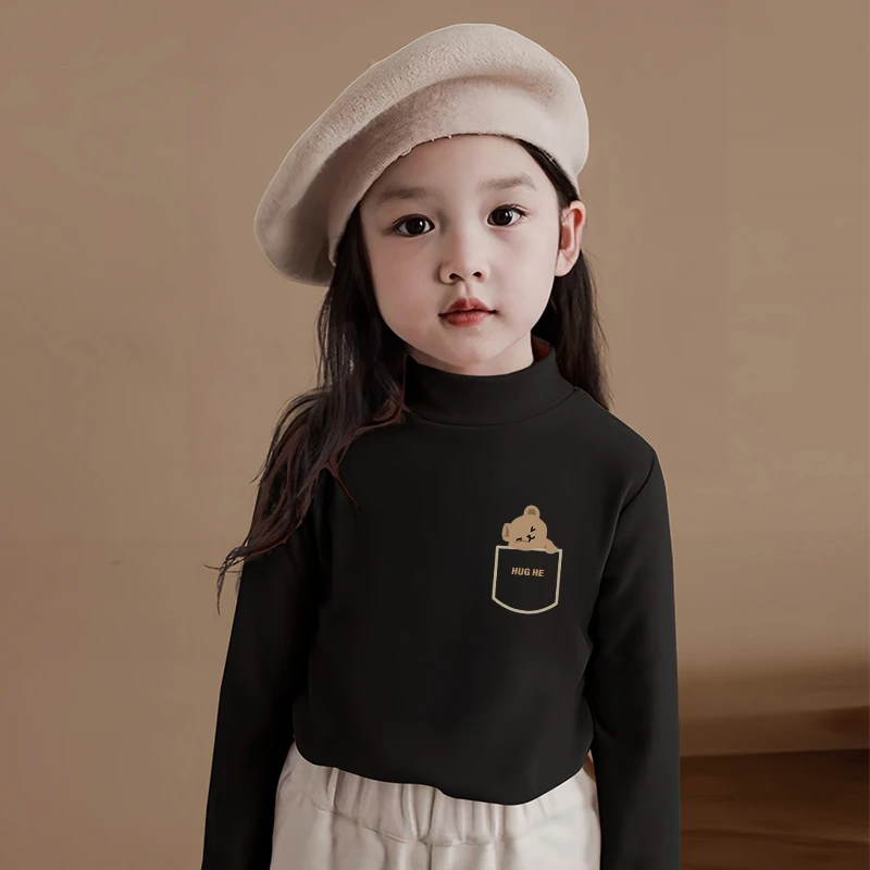 儿童德绒打底衫秋冬半高领保暖内搭宝宝长袖T恤男女童上衣服童装