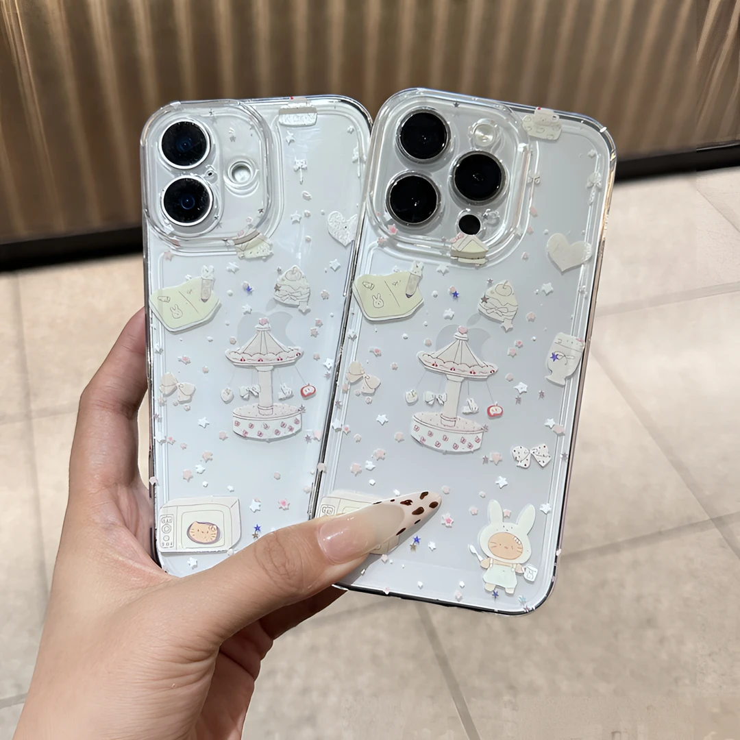 旋转木马米菲兔适用苹果17promax手机壳16小米华为14防摔