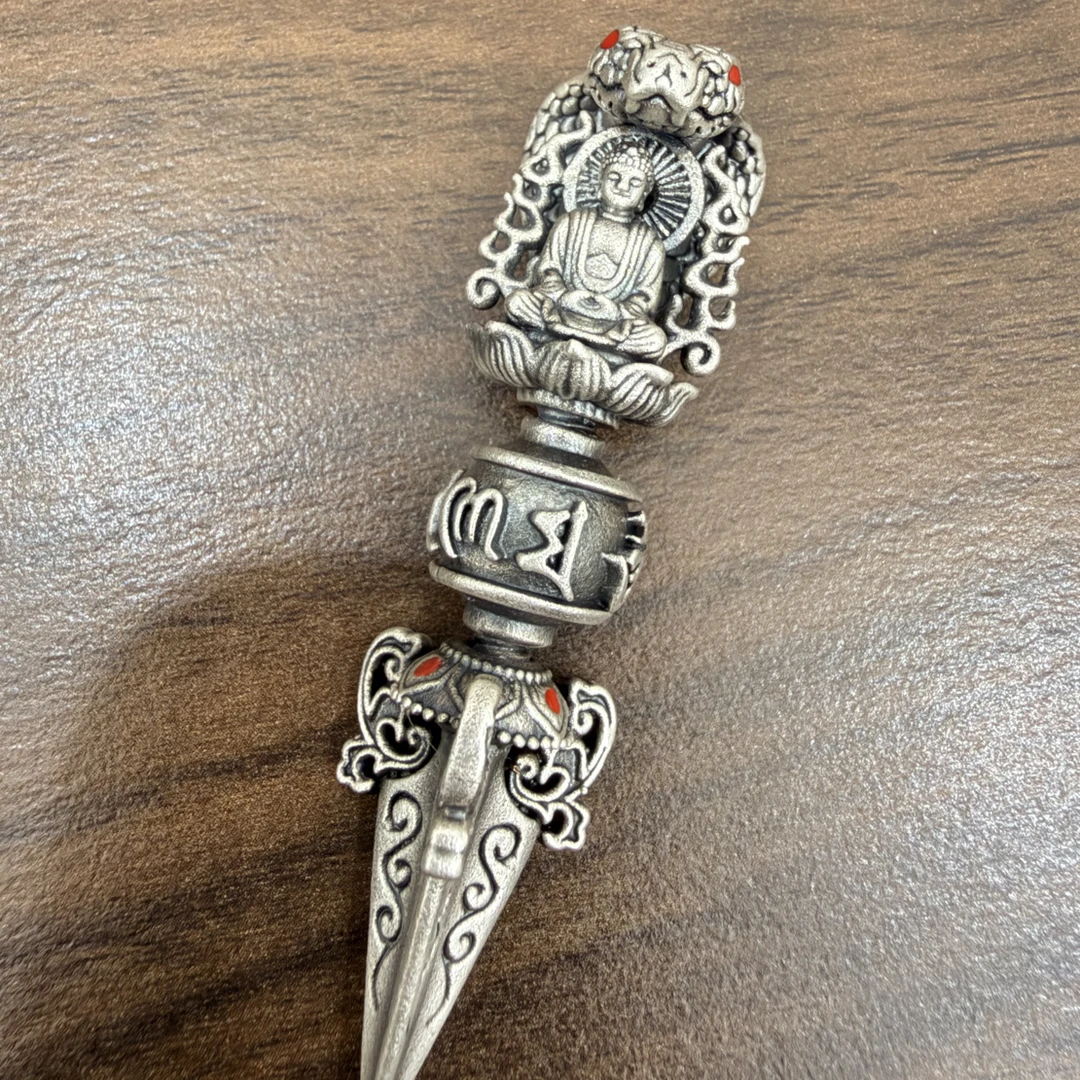 足银银制品 足银999 金刚杵吊坠降魔杵复古34g