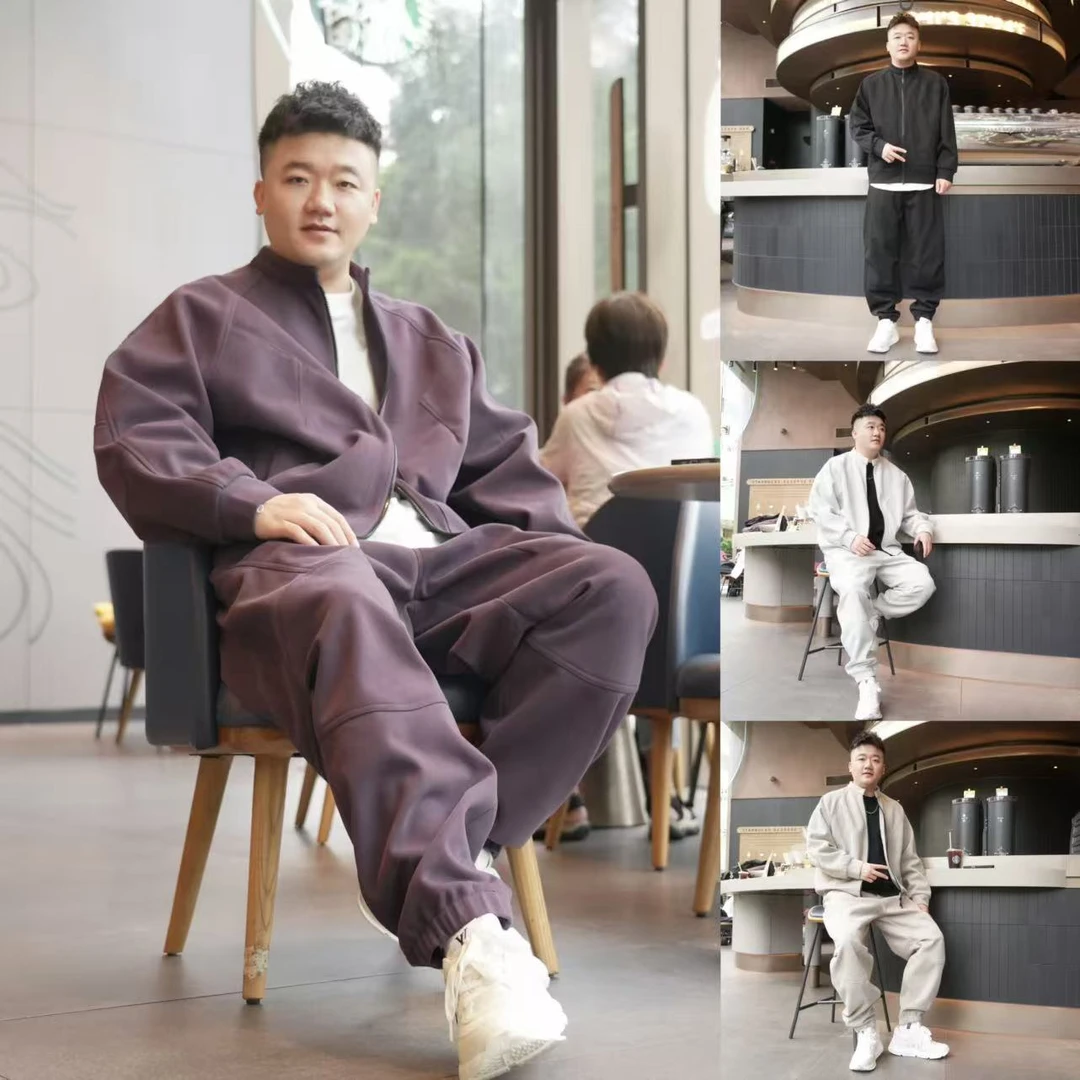 冬款加绒纯色圆领运动套装裤子套装上衣休闲裤342