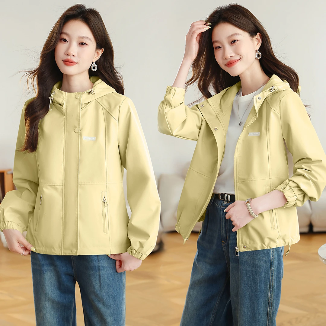 时尚休闲连帽短款外套女2025春秋新款宽松百搭小个子减龄夹克上衣