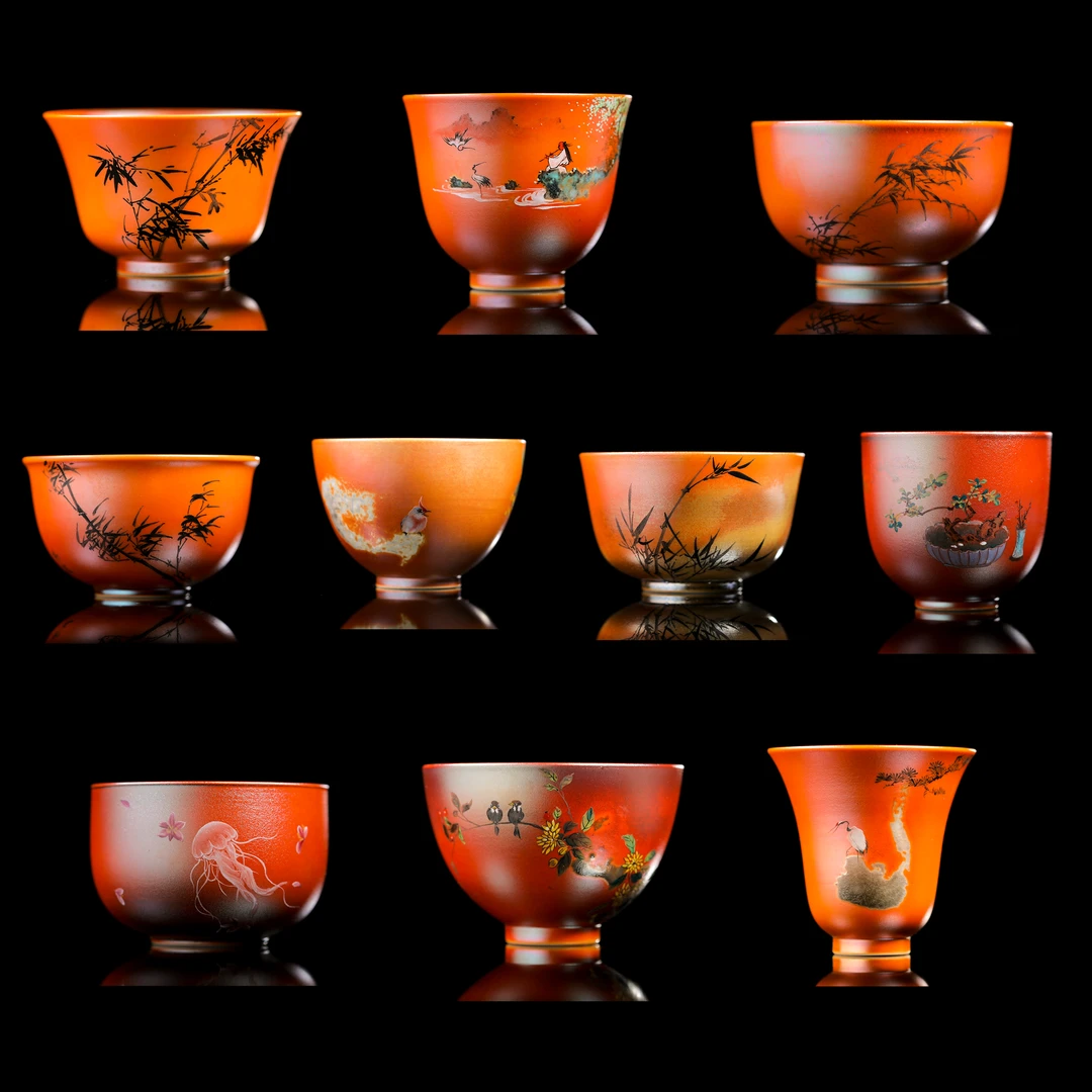【晚晚精选】300金红精品绘画盲盒单杯 柴烧特性每只不同（随缘发）