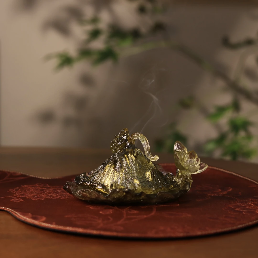 卡普拉 手工琉璃枯荷香炉 茶道茶具摆件