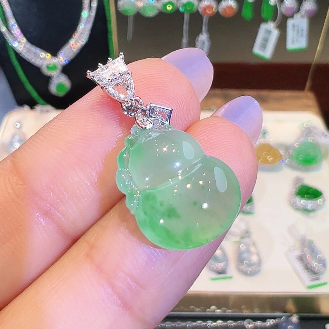 翡翠18K金镶嵌吊坠(不含链)