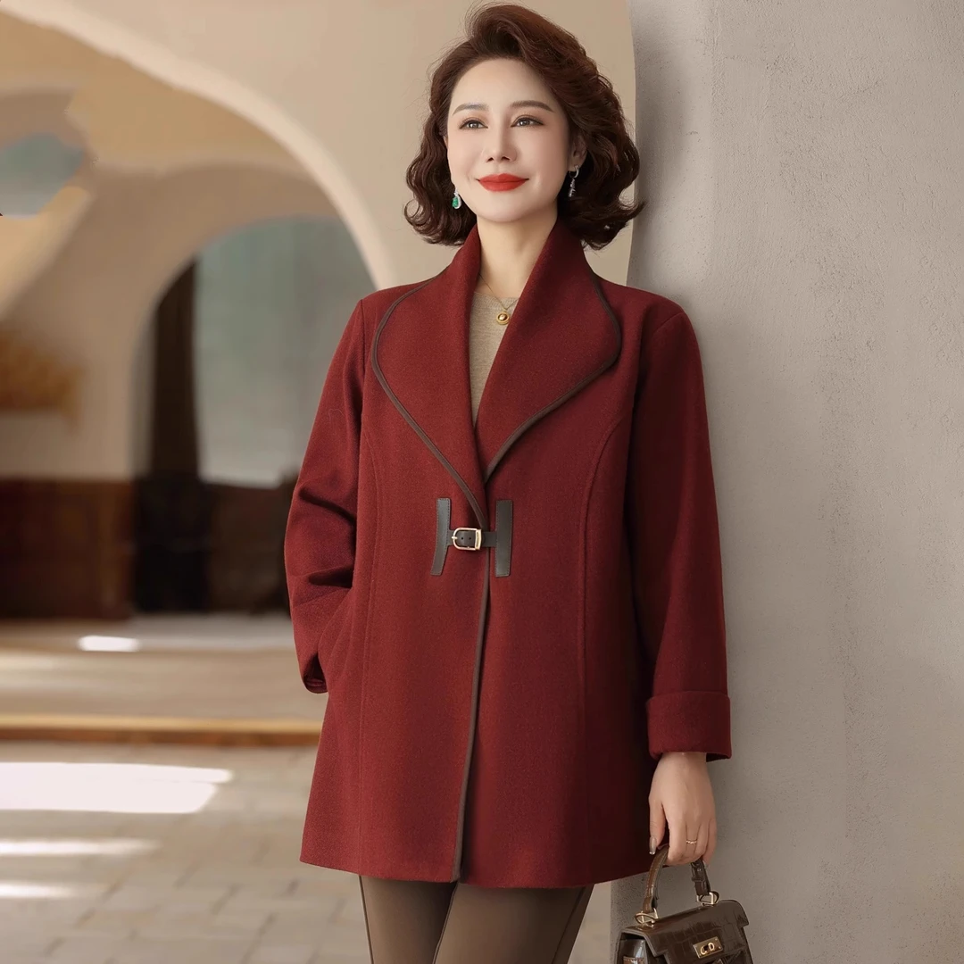 妈妈秋装呢子外套洋气质2025新款中老年女春秋贵夫人品牌高贵风衣