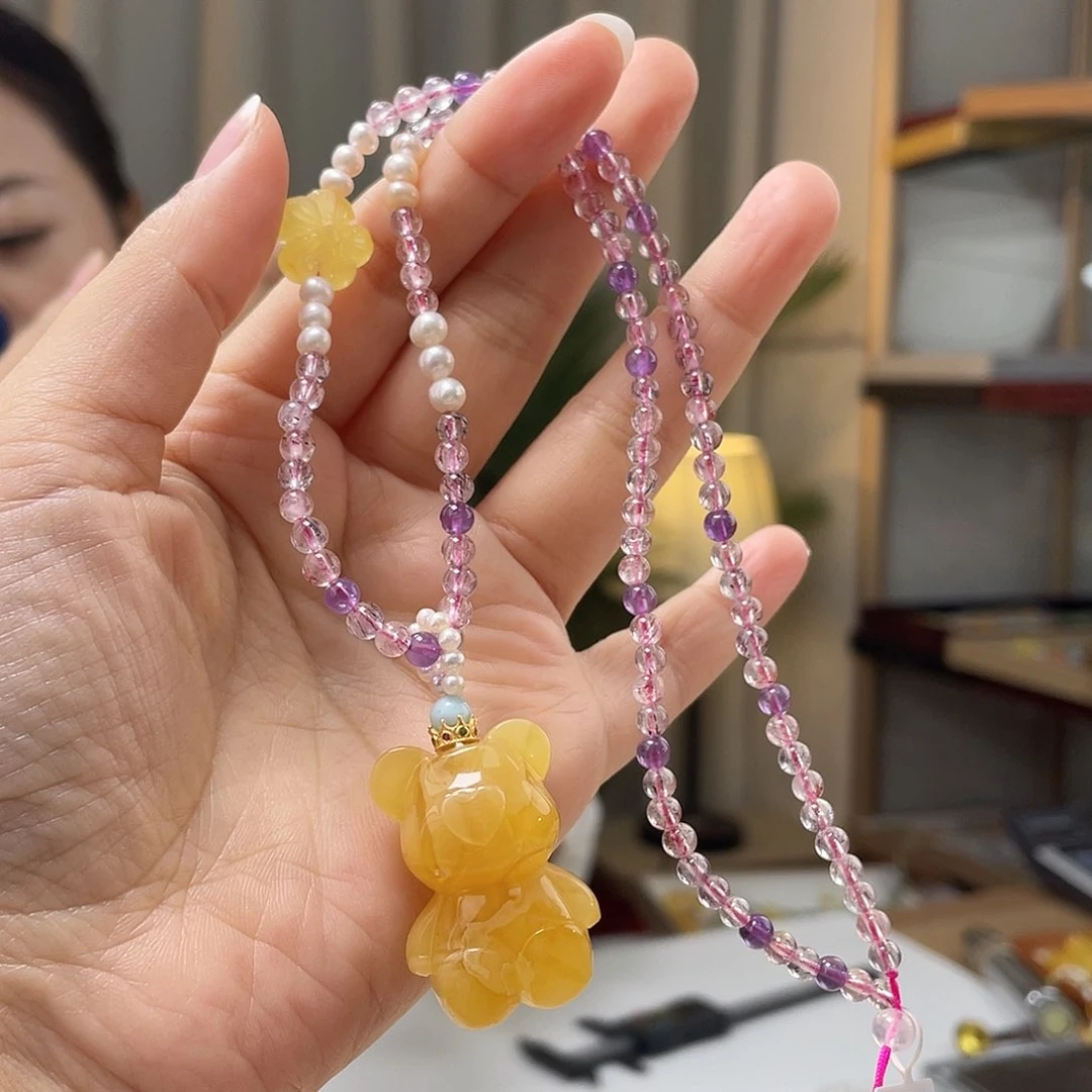 琥珀裸石未镶嵌蜜蜡吊坠