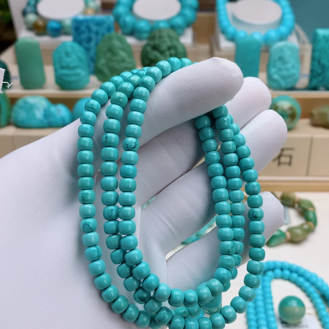 a***A绿松石未镶嵌挂件水草纹佛串