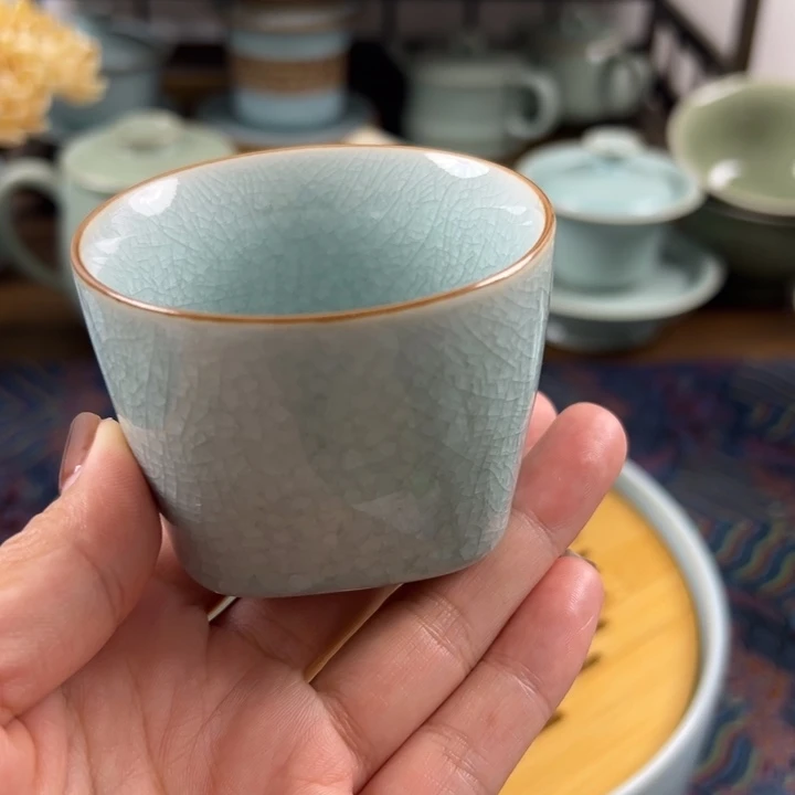 瓷杯子冰片冰花杯天圆地方杯精品