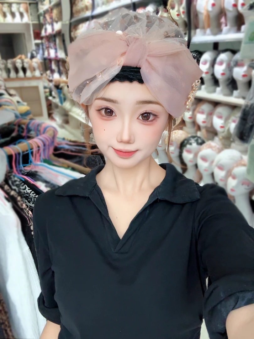 福利款·亮片蝴蝶结韩版发代帽·韩式时尚白色宽边发饰