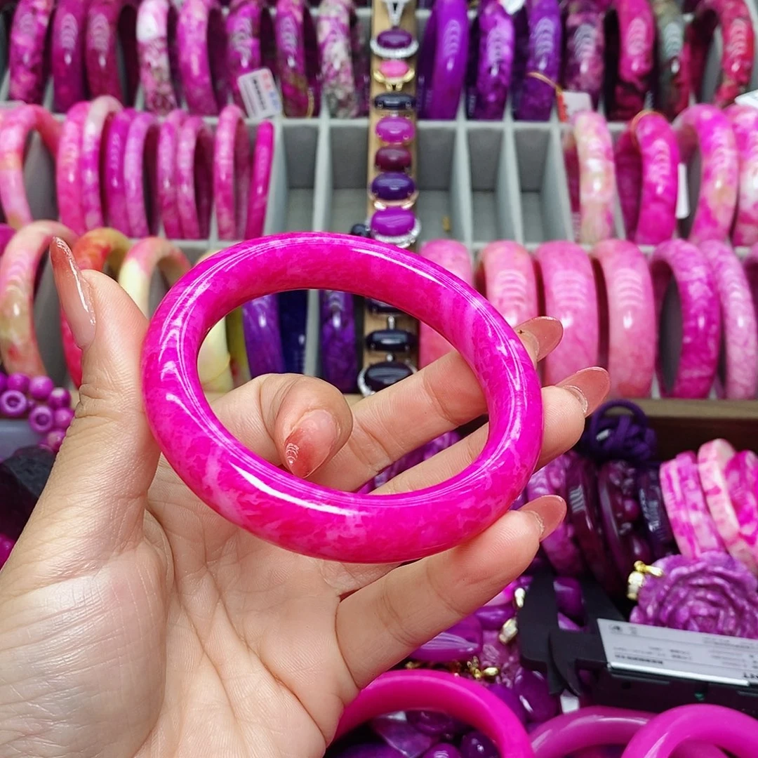 程***珐琅非金属玫红色手镯