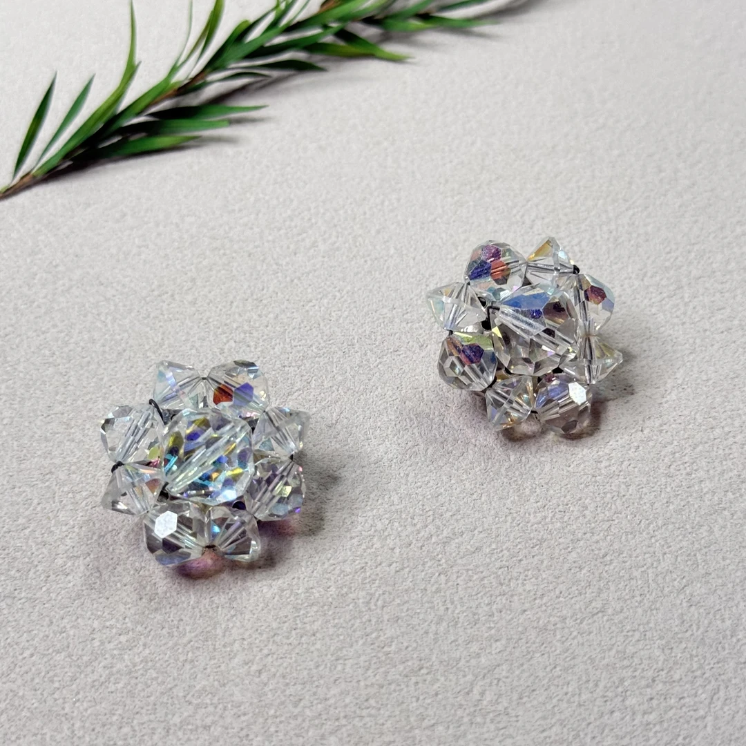 铜合金合成锆石耳饰 【六六中古】孤品复古耳夹te1303