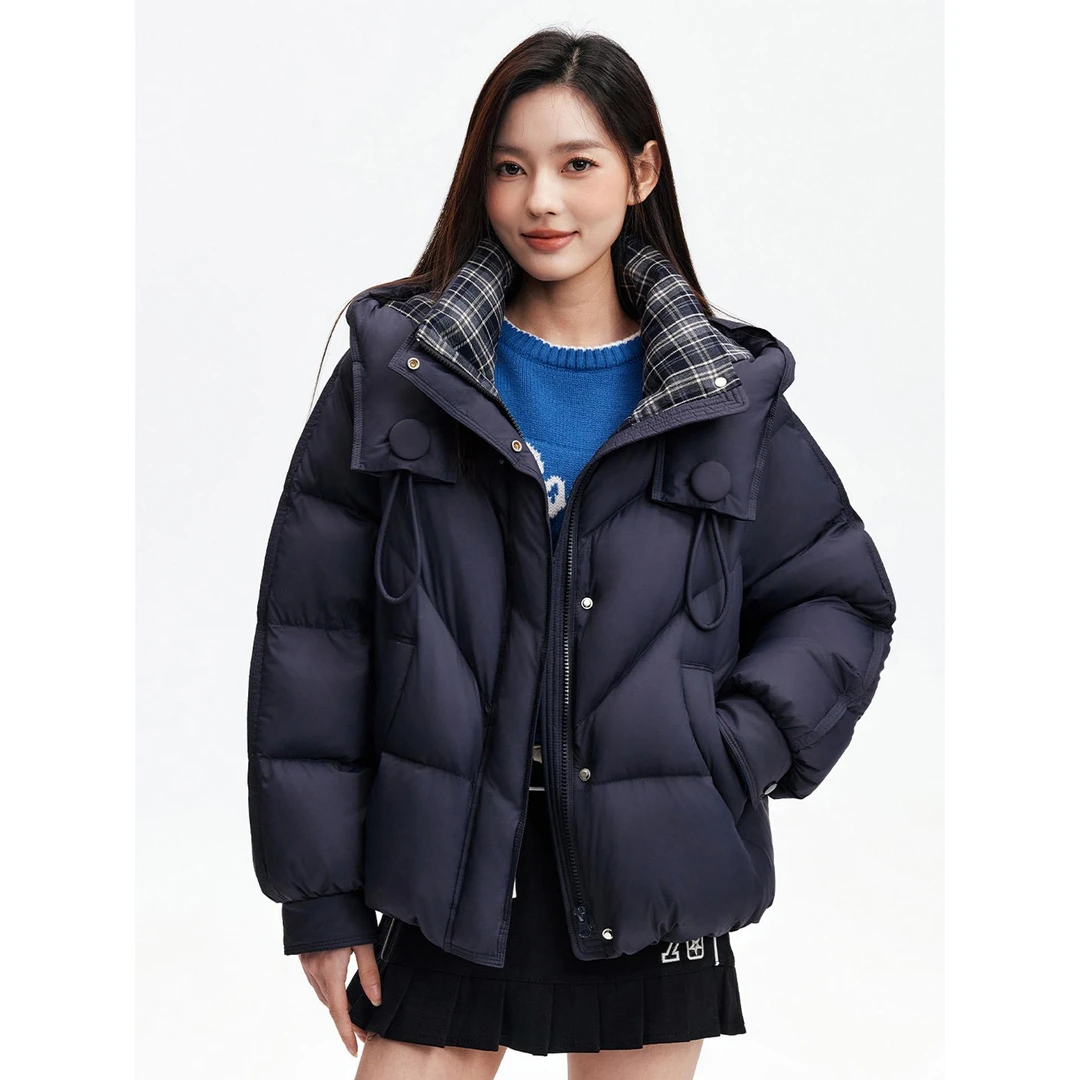羽绒服女短款冬季加厚2025新款时尚韩版面包服宽松连帽外套潮