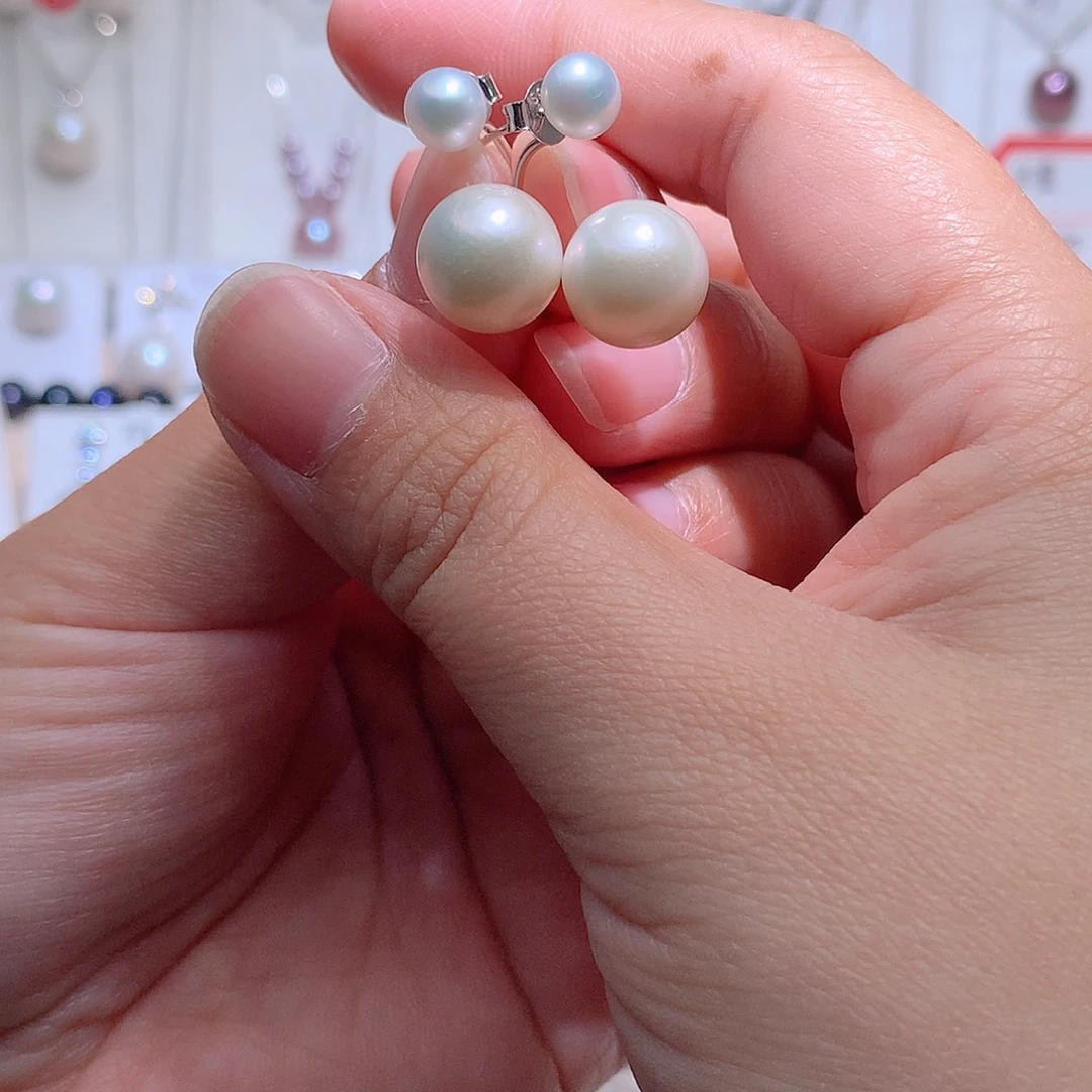淡水珍珠银S925镶嵌耳饰CC6/11mm